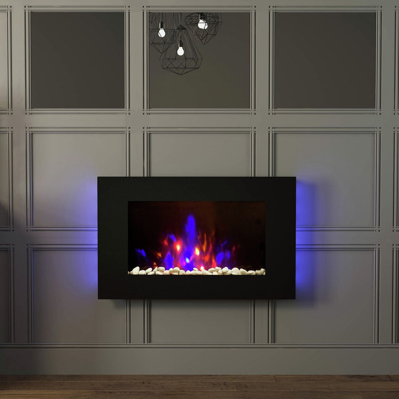 Be Modern Azonto wall hung electric fire Black Glass 900mm (British brand)