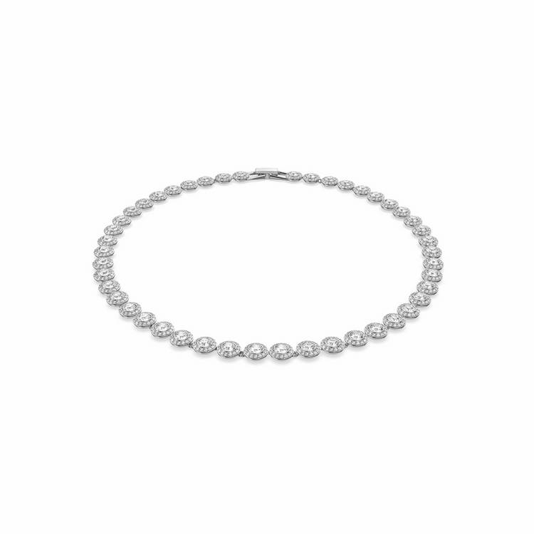 Swarovski rhodium plated tennis necklace clear crystals (British brand)