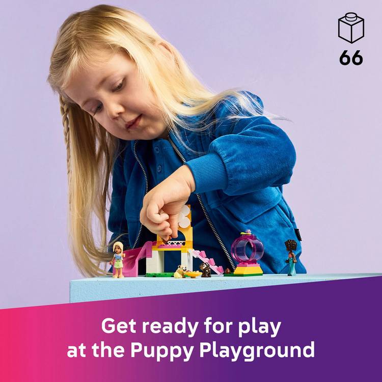 LEGO Friends Puppy Playground toy with 66 pieces, UK version