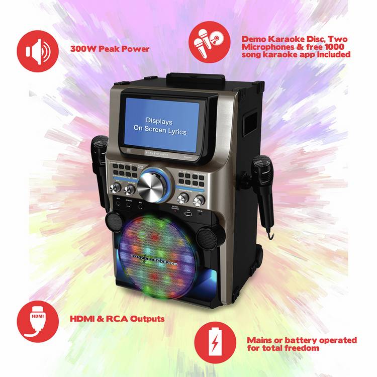 Easy Karaoke EKS300 ultimate Bluetooth karaoke machine - British product