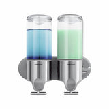 Simplehuman double wall mounted pump in stainless steel, UK version