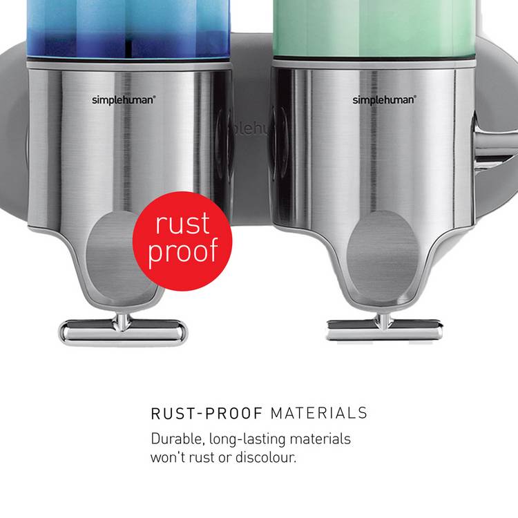 Simplehuman double wall mounted pump in stainless steel, UK version