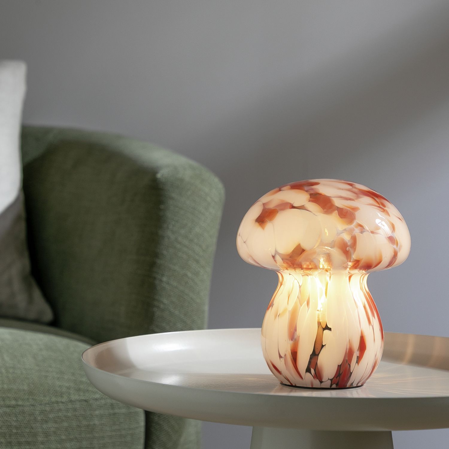 Habitat Mushroom Glass Battery Powered Table Lamp-White&Rust
