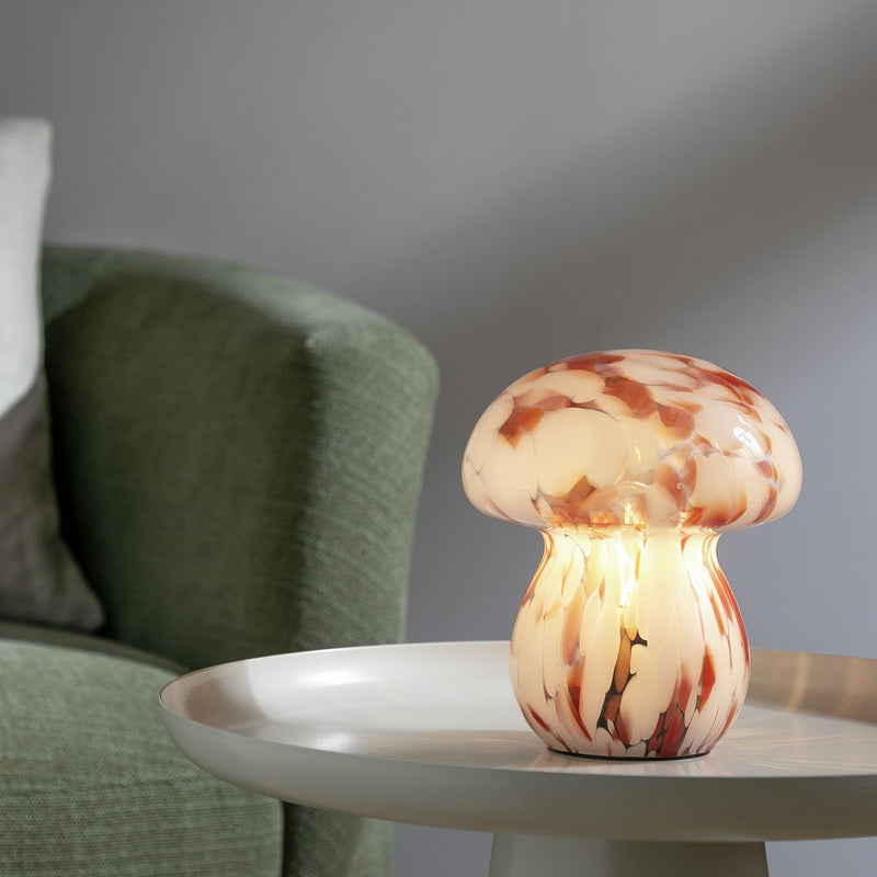 Habitat Mushroom Glass Battery Powered Table Lamp-White&Rust
