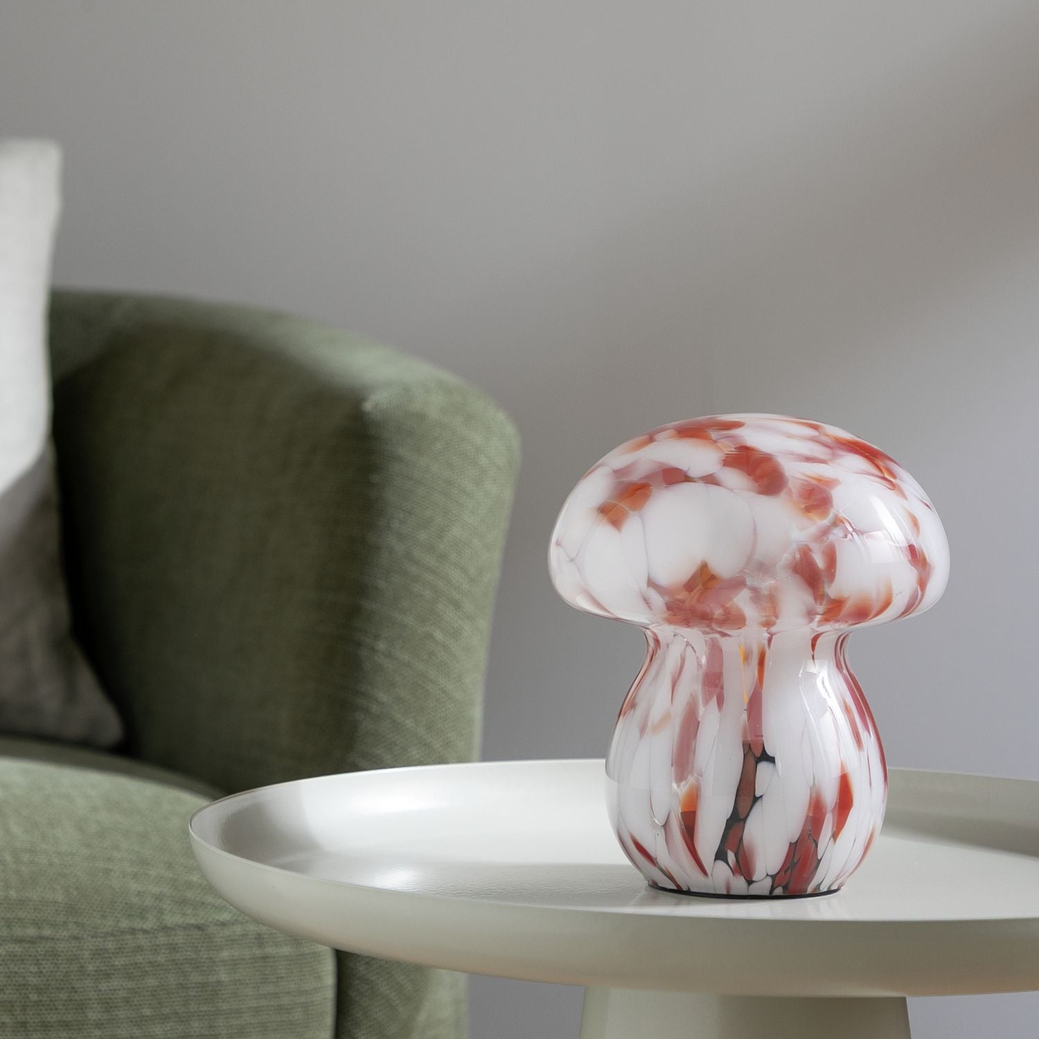 Habitat Mushroom Glass Battery Powered Table Lamp-White&Rust