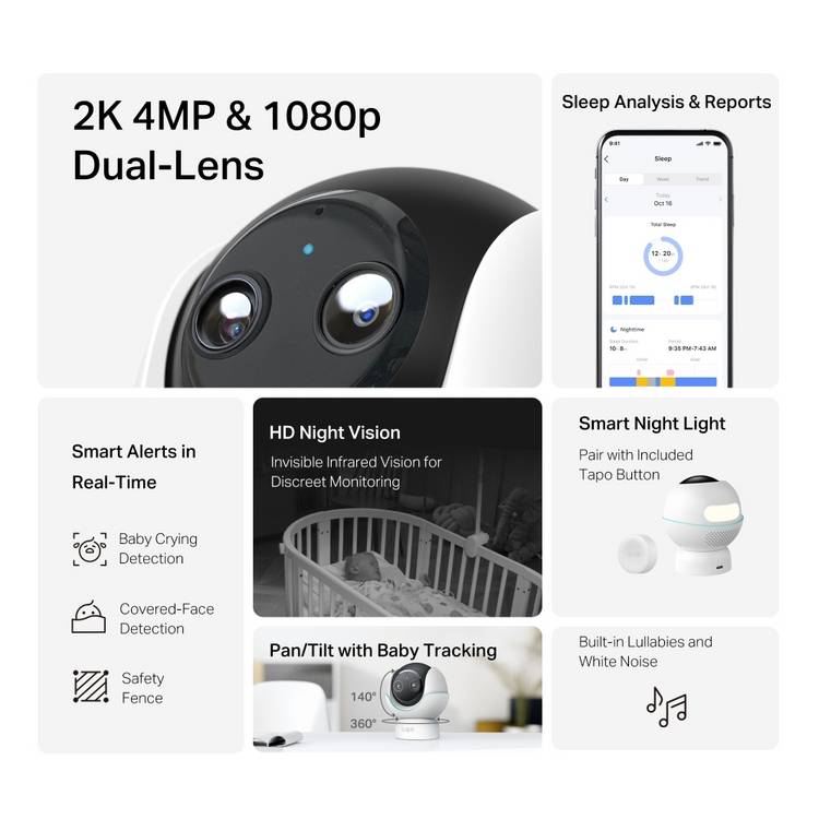 Tapo C840 2K smart dual lens baby camera, UK version