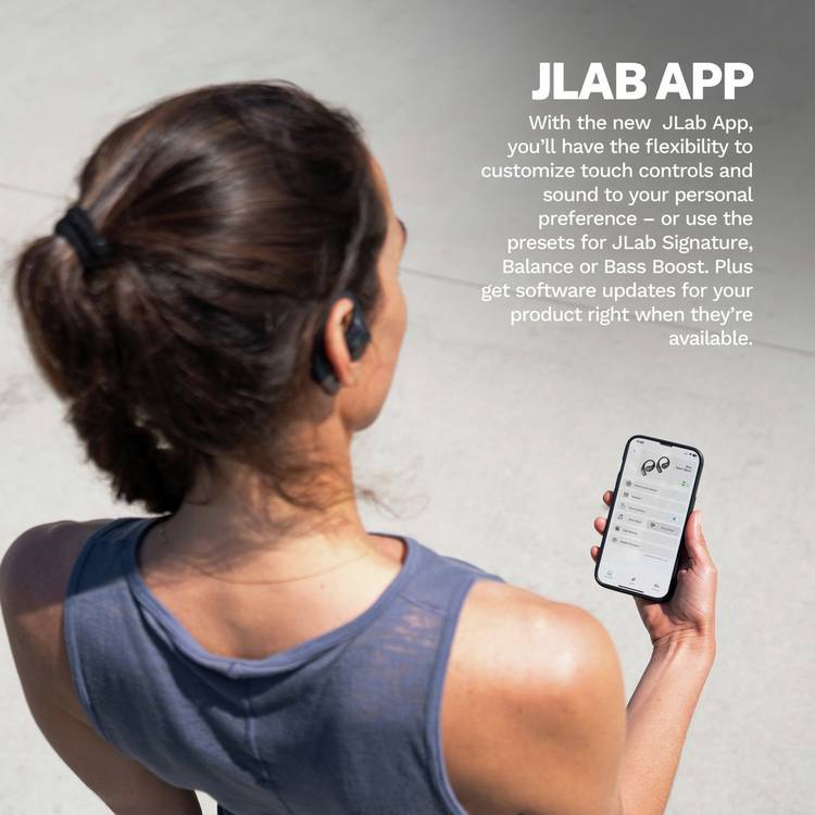 JLab Epic Open Sport wireless earbuds black, imported from the UK