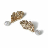 Freedom gold faux pearl drop earrings - British product