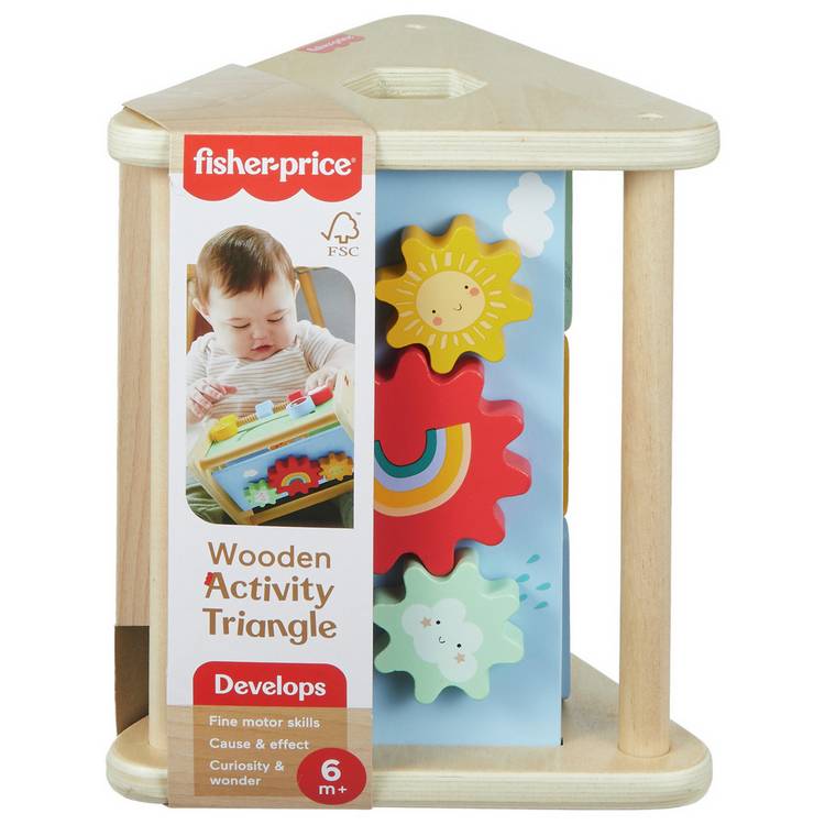 Fisher-Price wooden activity triangle fine motor toy, imported from the UK