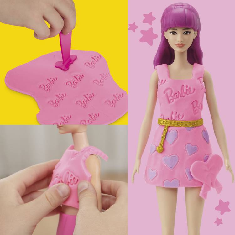 Play-Doh Barbie fashion kit Hearts and Hair with 2 tubs and 13 accessories (British brand)