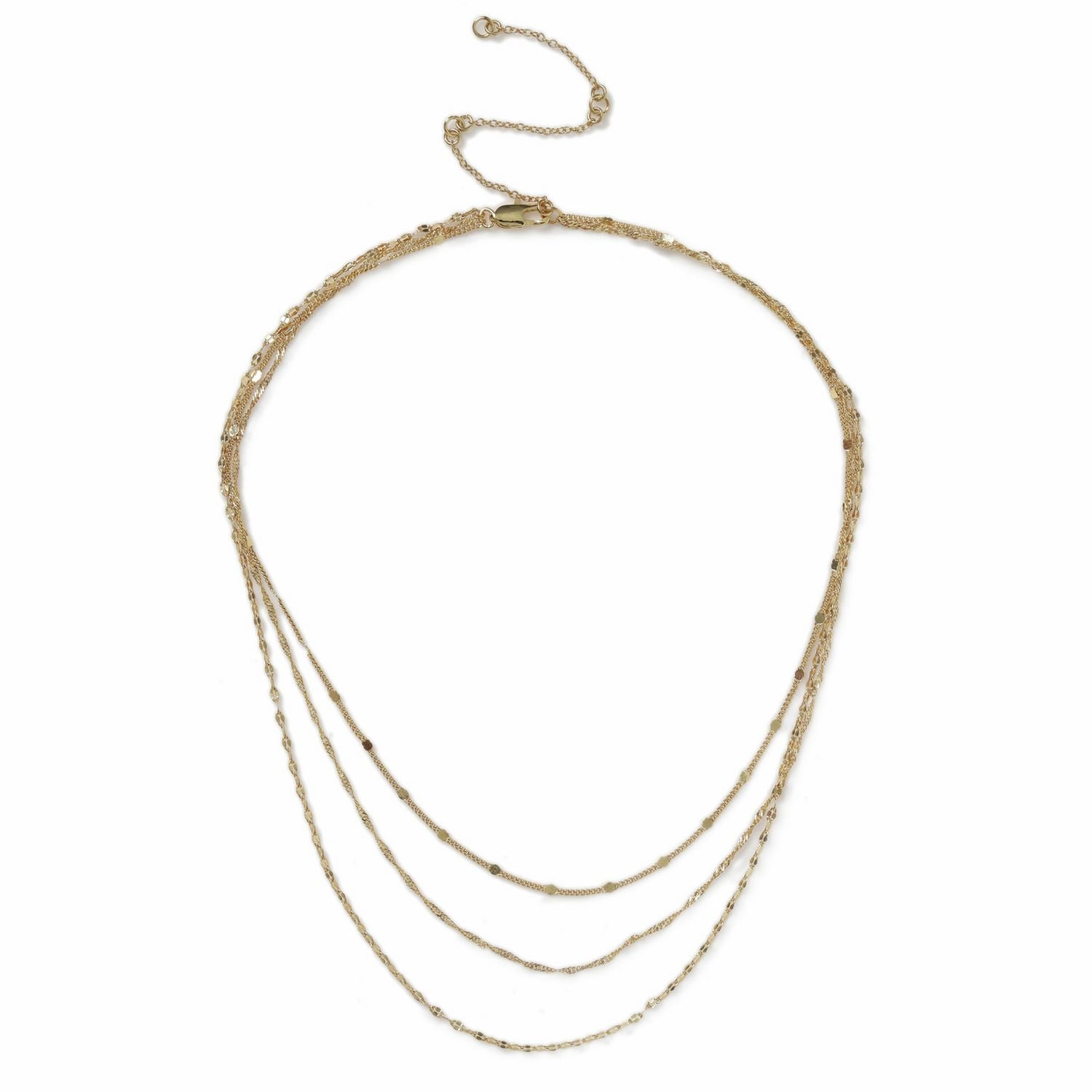 Liars & Lovers gold plated multilayer chain necklace 45cm, imported from the UK