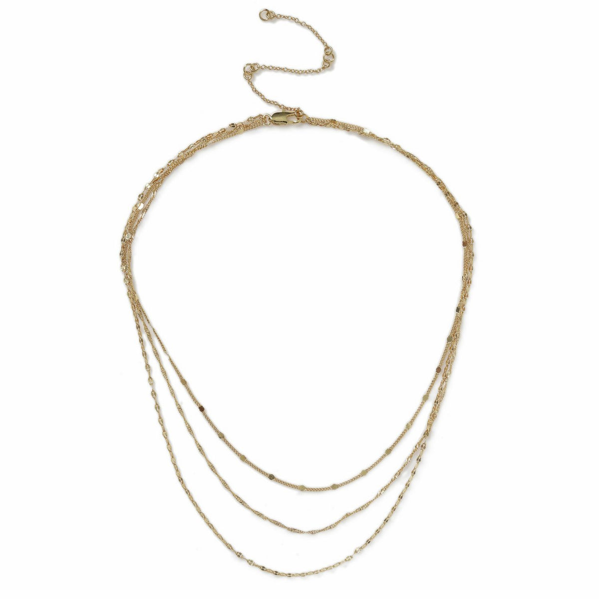 Liars & Lovers gold plated multilayer chain necklace 45cm, imported from the UK