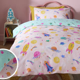 Habitat space girl pink reversible kids bedding set toddler (British brand)