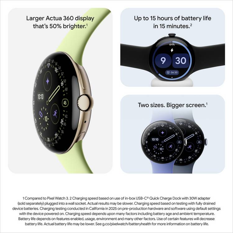 Google Pixel Watch 4 45mm Moonstone smart watch, imported from the UK