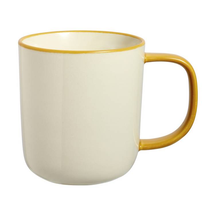 Argos Home stoneware mugs mustard rim set of 4 (British brand)