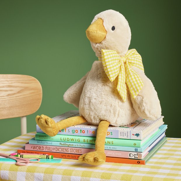 Argos Home goose soft toy with gingham scarf 25cm, imported from the UK