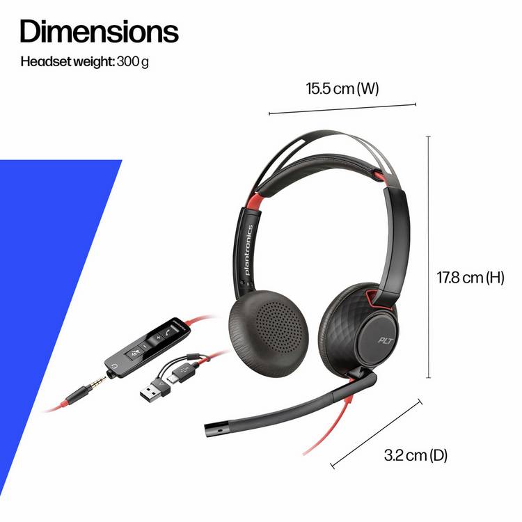 HP Poly Blackwire 5220 USB-C headset, imported from the UK