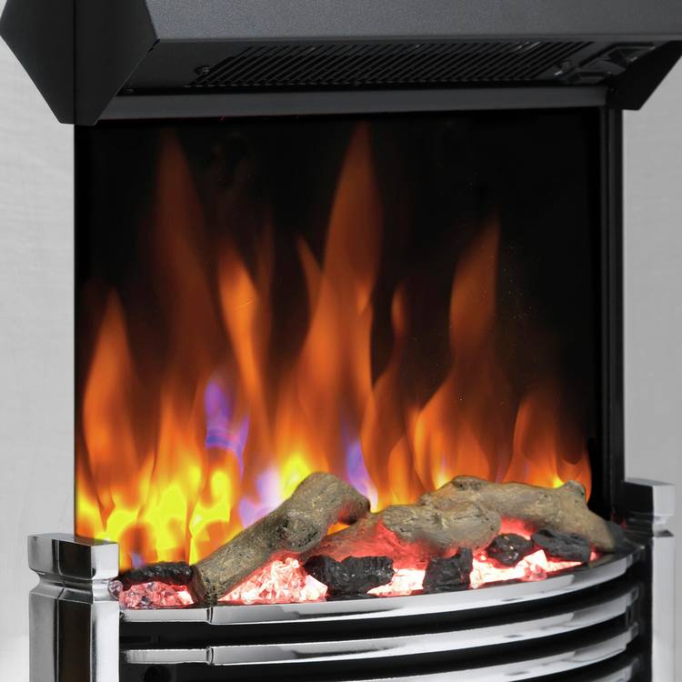 Dimplex Helmsdale chrome electric inset fire 2kW, UK version