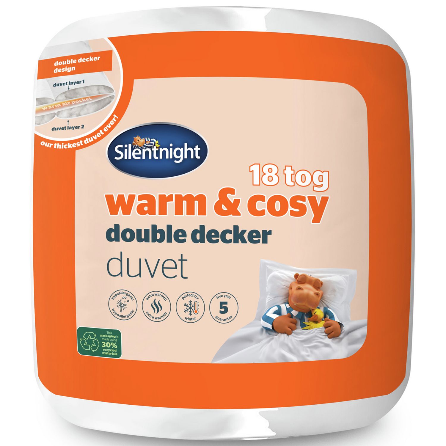 Silentnight Warm & Cosy 18Tog Double Decker Duvet Set-Double