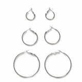 Freedom silver-tone hoop earrings set of 3 pairs, imported from the UK