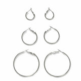 Freedom silver-tone hoop earrings set of 3 pairs, imported from the UK