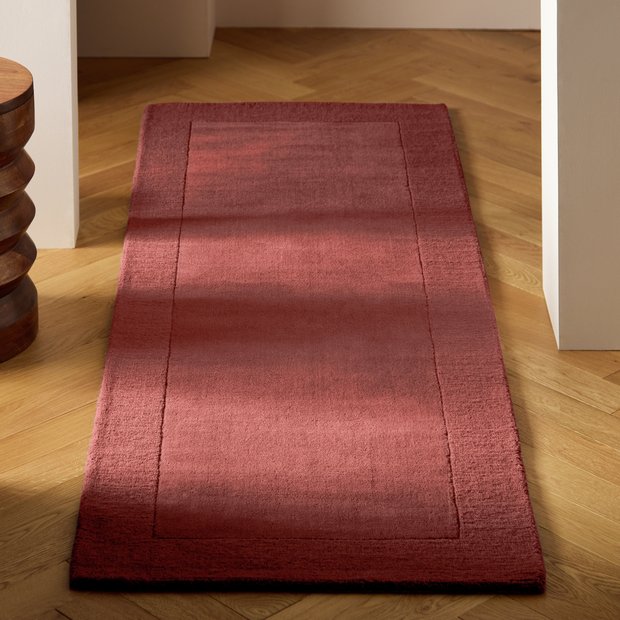 Habitat burgundy wool runner with border 66x200cm - British product