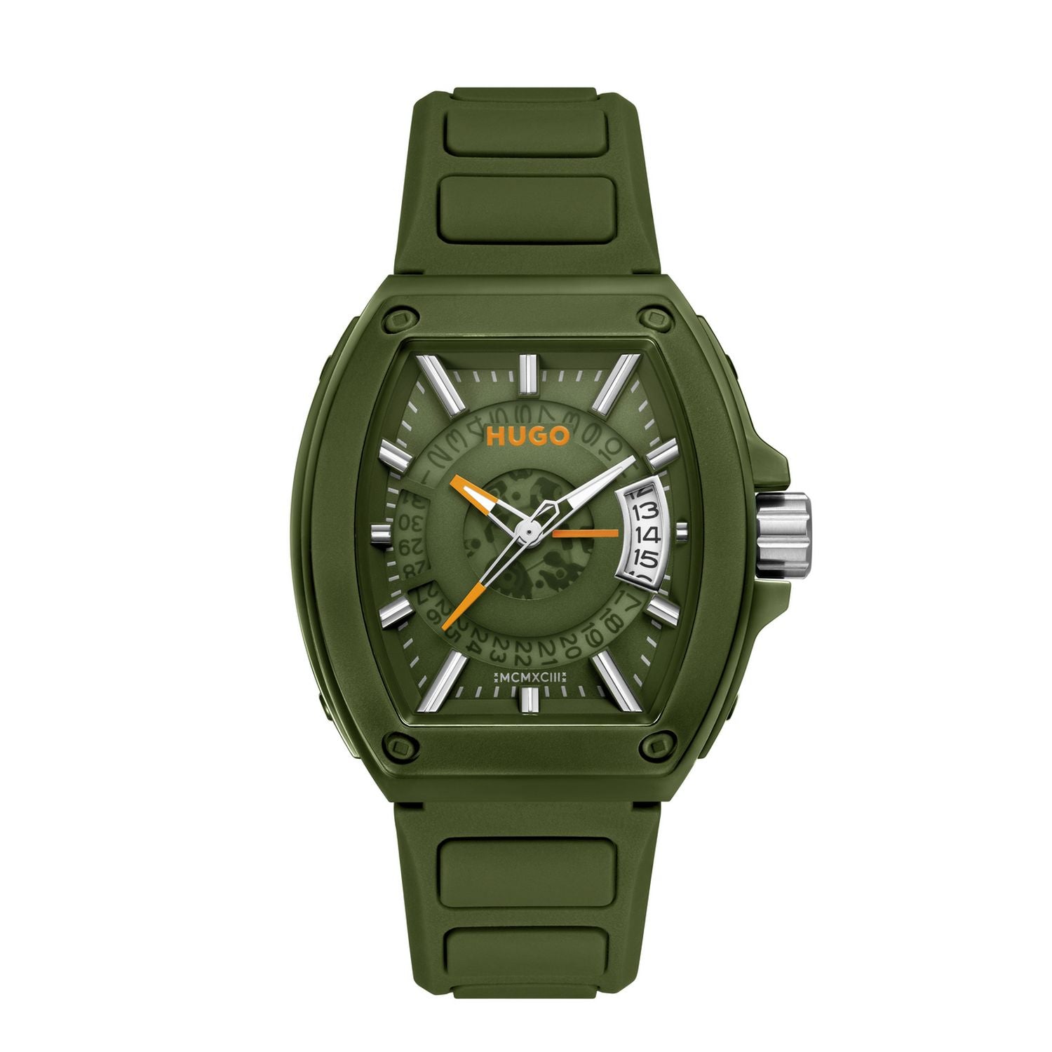 HUGO men's green silicone strap watch - British product