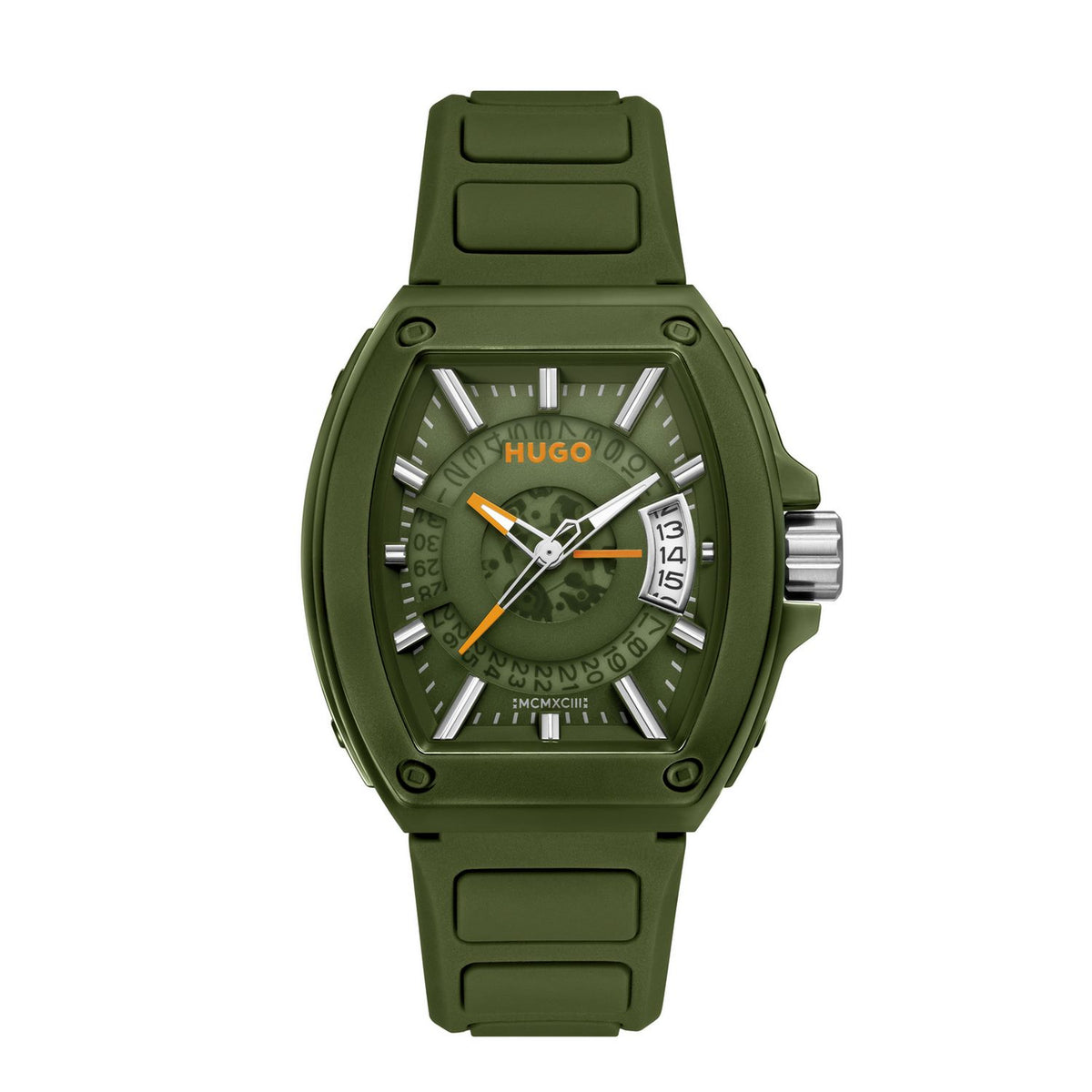 HUGO men's green silicone strap watch - British product