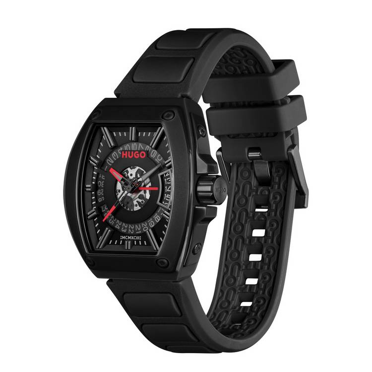 HUGO Icon men's watch black silicone strap 40mm, UK version