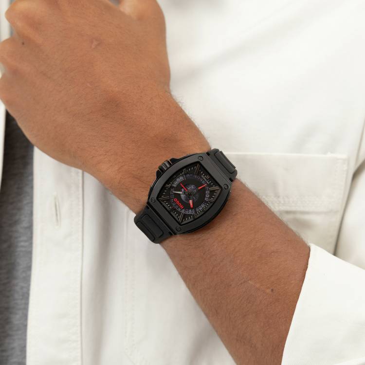 HUGO Icon men's watch black silicone strap 40mm, UK version