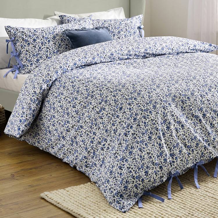 Wylder Hannah double bedding set blue floral 100% cotton, imported from the UK