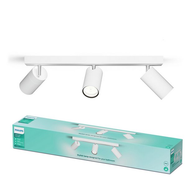 Philips bathroom spotlight 3-light metal white - British product