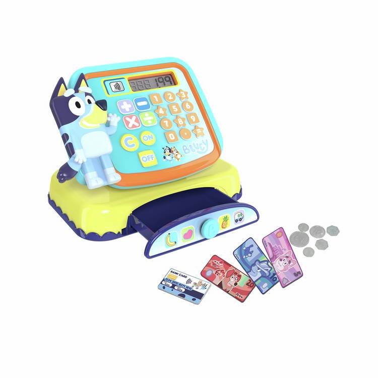 Bluey Cash Checkout toy with calculator, UK version