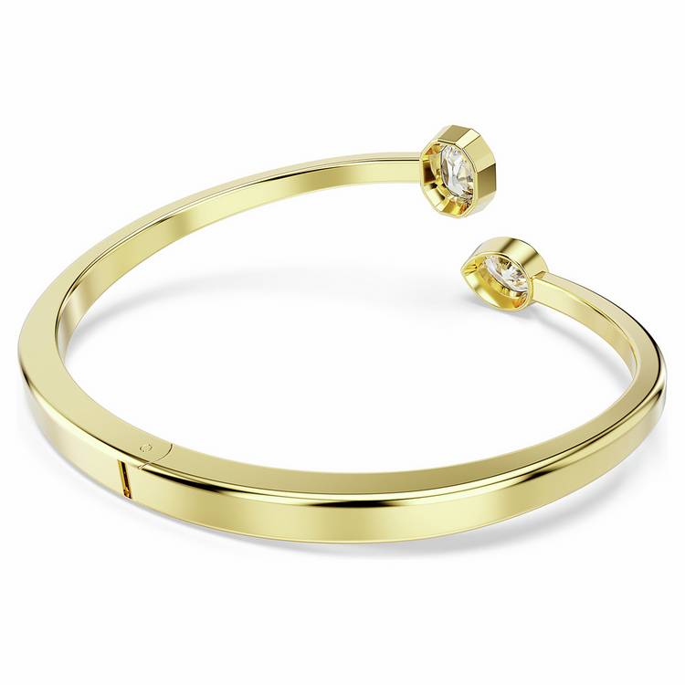 Swarovski gold tone plated hinged bangle with crystals, imported from the UK