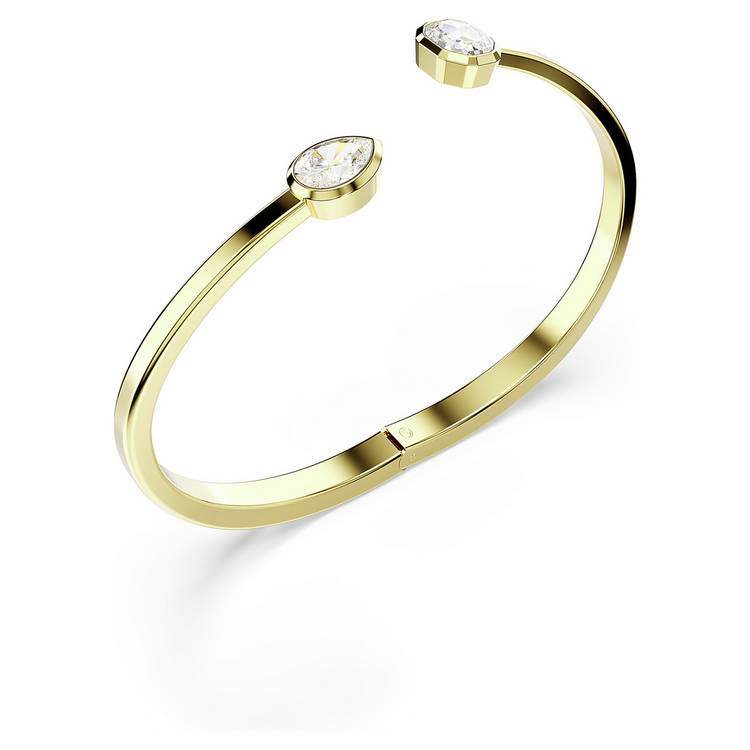 Swarovski gold tone plated hinged bangle with crystals, imported from the UK