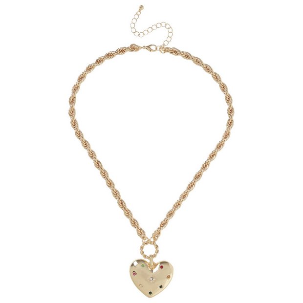 Liars & Lovers gold-tone heart pendant necklace 27cm - British product