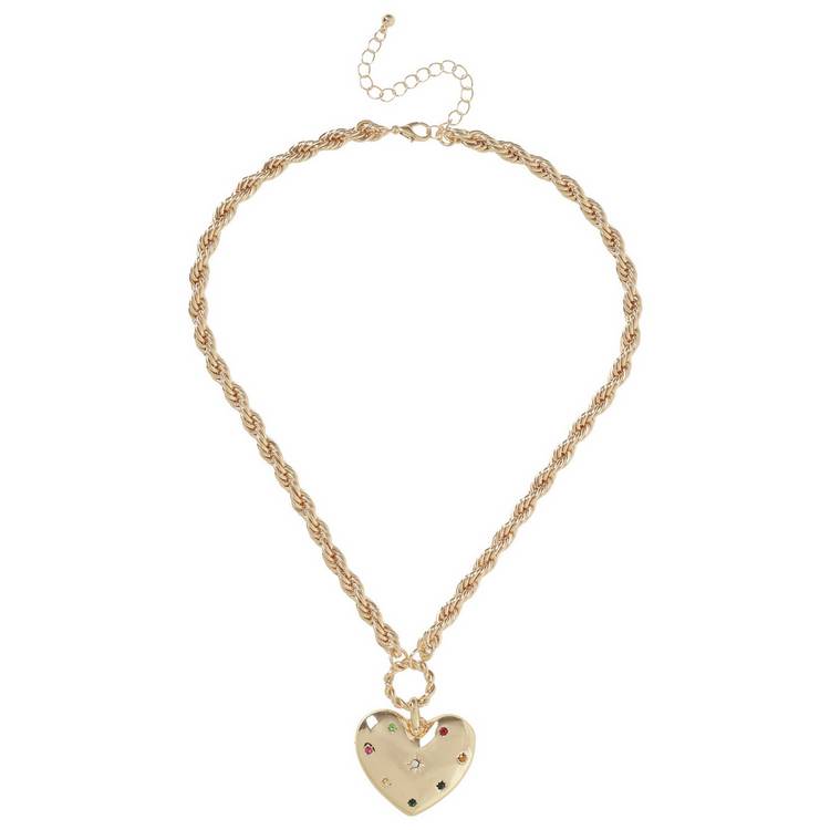 Liars & Lovers gold-tone heart pendant necklace 27cm - British product