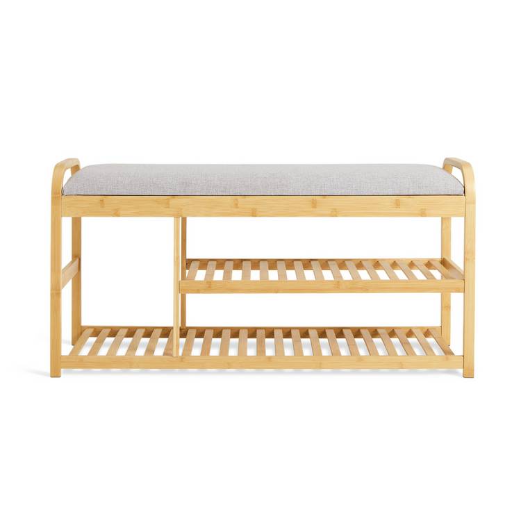Habitat Apia natural shoe bench with cushioned seat (British brand)