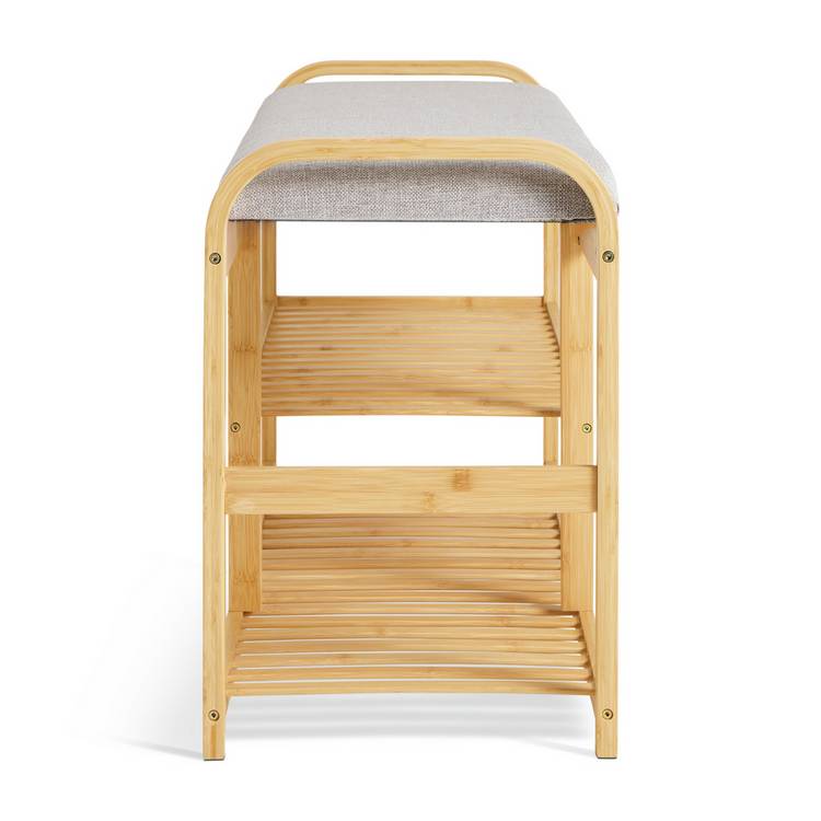 Habitat Apia natural shoe bench with cushioned seat (British brand)