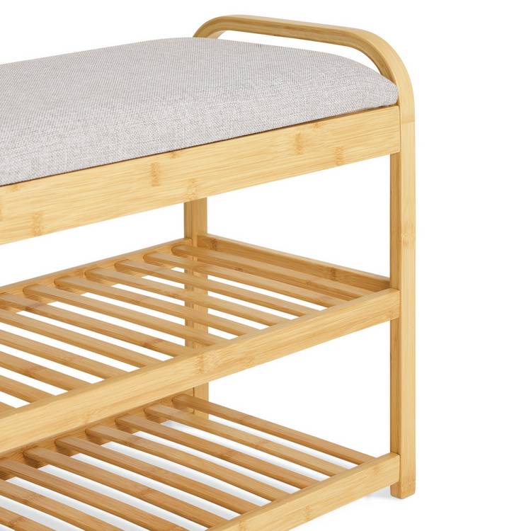 Habitat Apia natural shoe bench with cushioned seat (British brand)