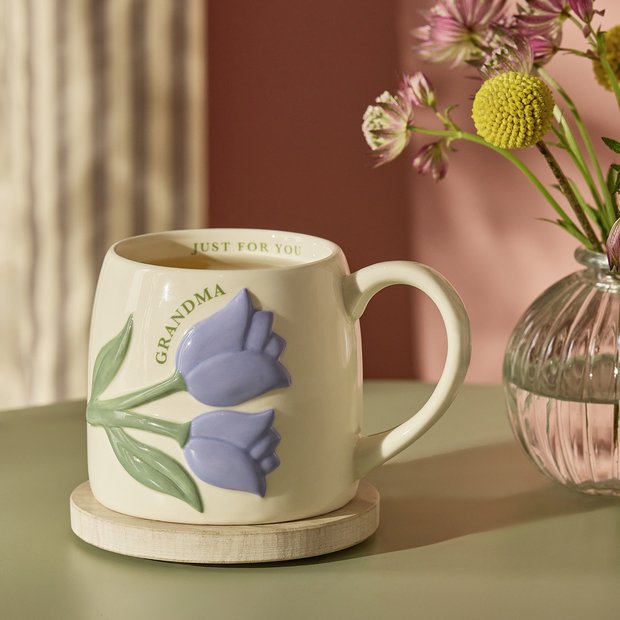 Argos Home lilac tulip cream mug 280ml - British product