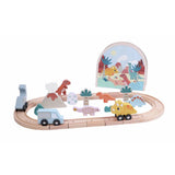 Chad Valley wooden dinosaur train set, UK version