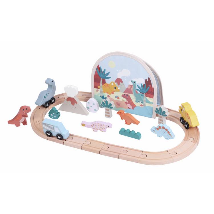 Chad Valley wooden dinosaur train set, UK version