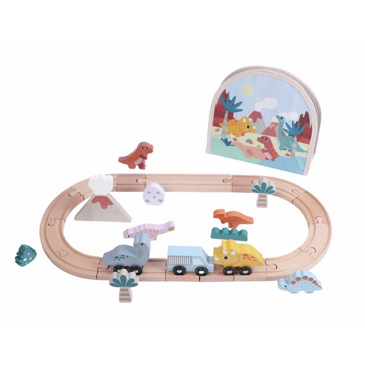 Chad Valley wooden dinosaur train set, UK version