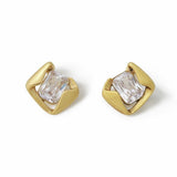 Freedom gold-tone crystal square stud earrings, UK version