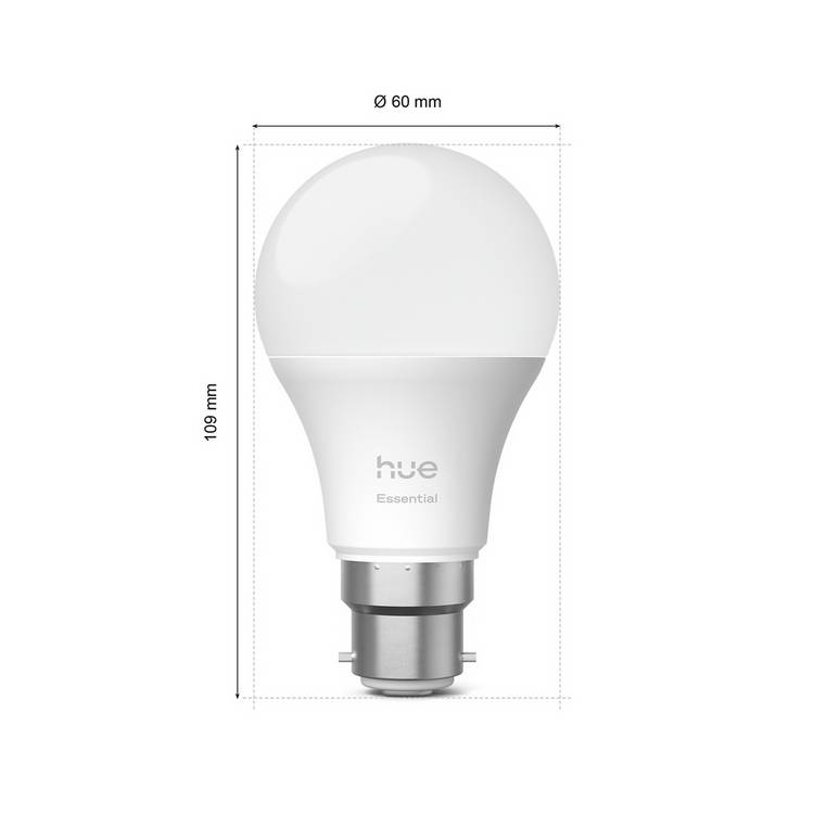 Philips Hue Essential B22 smart light bulb, pack of 1 (British brand)
