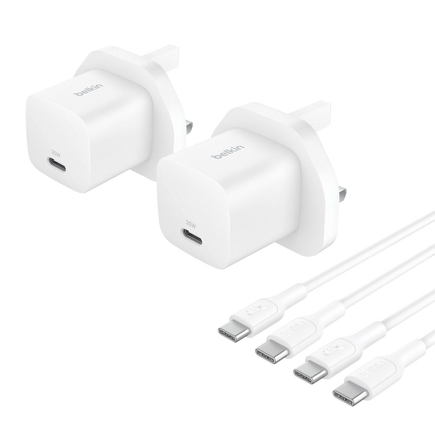 Belkin USB-C wall charger twin pack 25W - British product