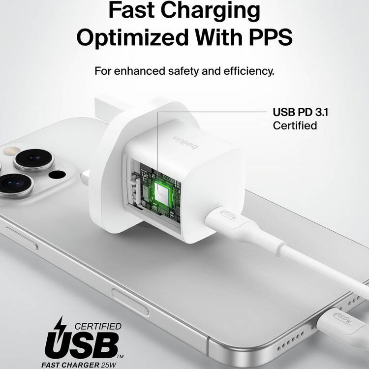 Belkin USB-C wall charger twin pack 25W - British product