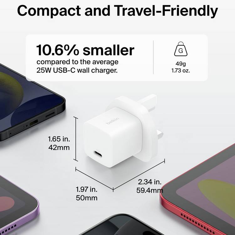 Belkin USB-C wall charger twin pack 25W - British product