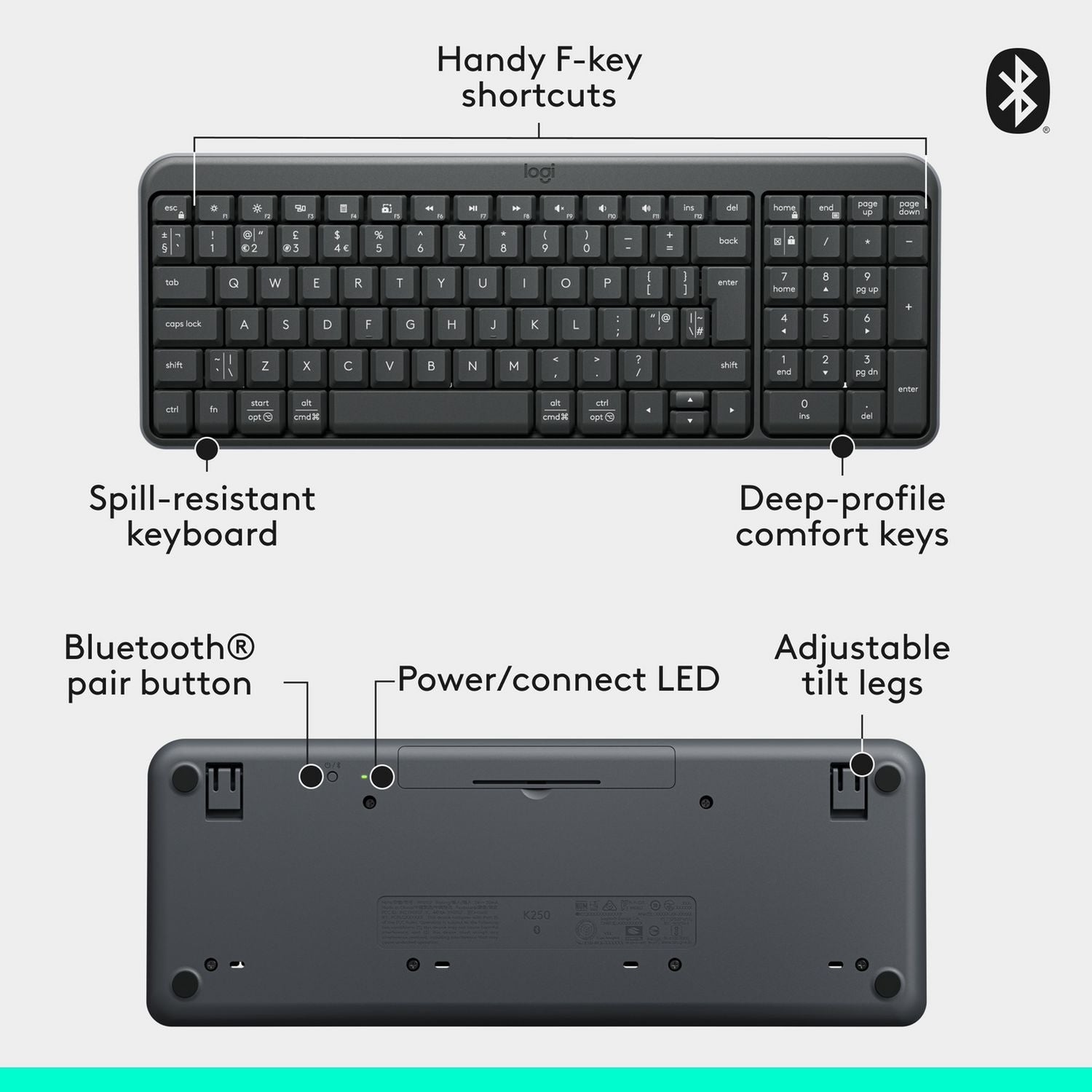 Logitech K250 wireless keyboard, imported from the UK